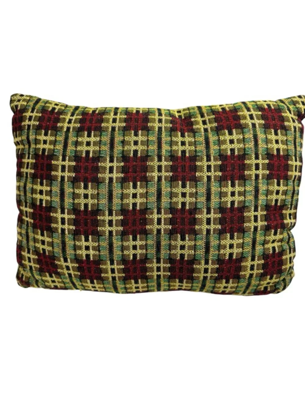 Christmas Tapestry Pillow Snowman Joy Winter Holiday Stars Green Red Gold White